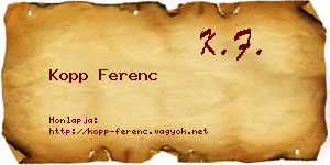 Kopp Ferenc névjegykártya